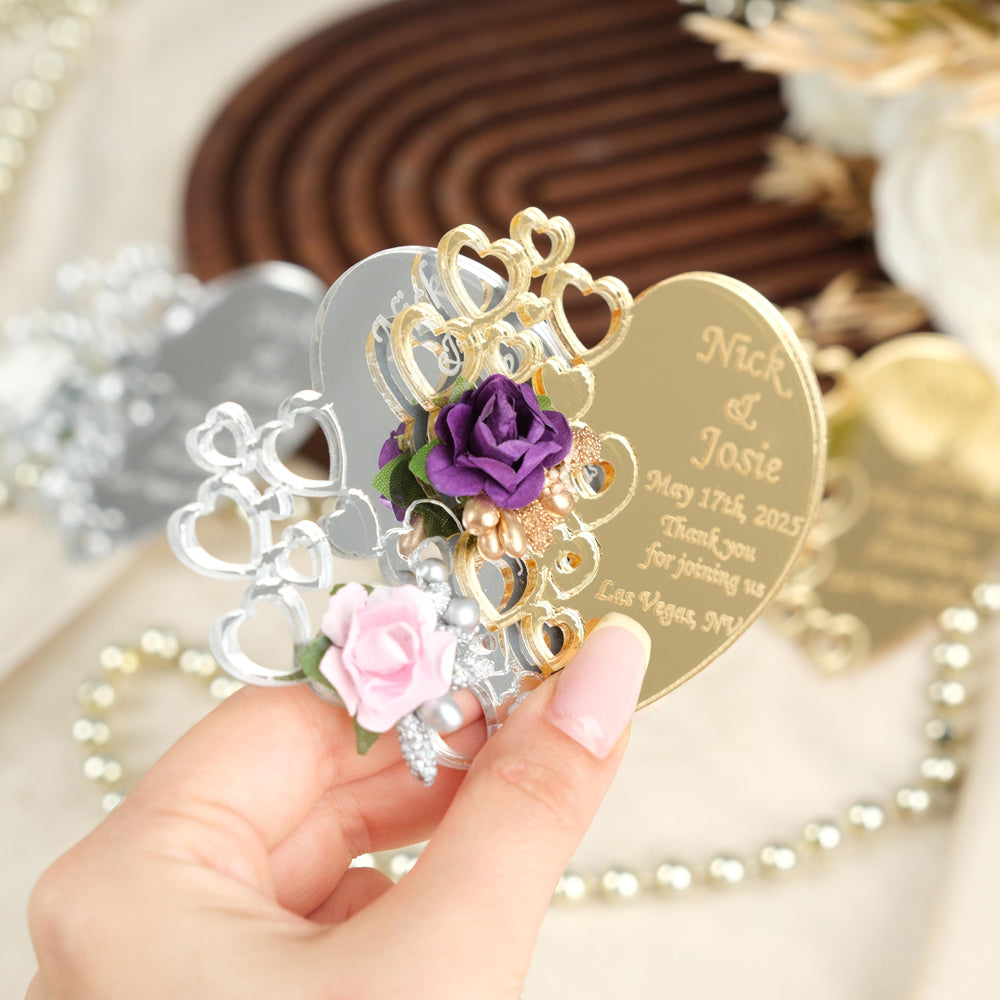 Mirror Heart Wedding Favors Magnet for Guests Bulk - Save the Date Magnet - Wedding Favors and Party Magnets - Pack of 12-1000 - Birthday and Party Magnets