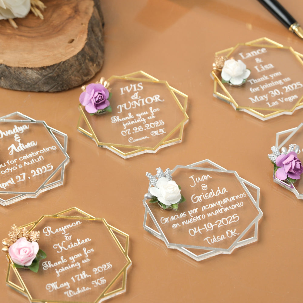 Hexagon Wedding Favors Magnet for Guests Bulk - Save the Date Magnet - Wedding Favors and Party Magnets - Pack of 12-1000 - Birthday and Party Magnets