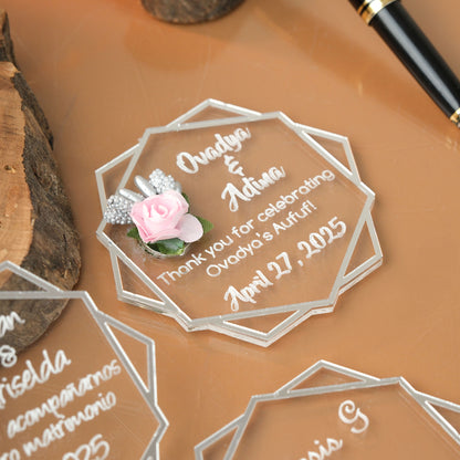 Hexagon Wedding Favors Magnet for Guests Bulk - Save the Date Magnet - Wedding Favors and Party Magnets - Pack of 12-1000 - Birthday and Party Magnets