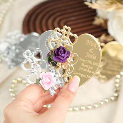 Mirror Heart Wedding Favors Magnet for Guests Bulk - Save the Date Magnet - Wedding Favors and Party Magnets - Pack of 12-1000 - Birthday and Party Magnets