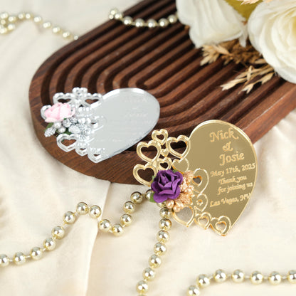 Mirror Heart Wedding Favors Magnet for Guests Bulk - Save the Date Magnet - Wedding Favors and Party Magnets - Pack of 12-1000 - Birthday and Party Magnets