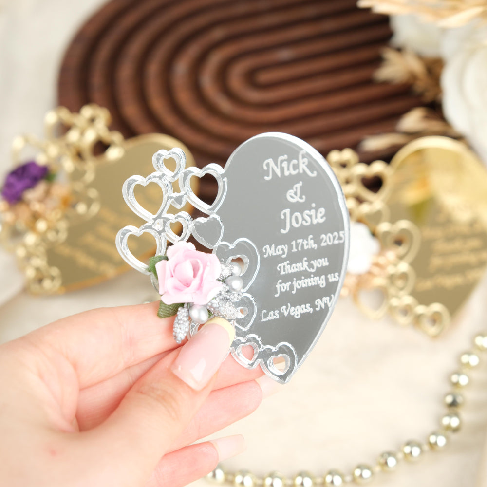 Mirror Heart Wedding Favors Magnet for Guests Bulk - Save the Date Magnet - Wedding Favors and Party Magnets - Pack of 12-1000 - Birthday and Party Magnets