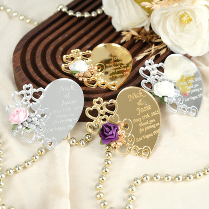 Mirror Heart Wedding Favors Magnet for Guests Bulk - Save the Date Magnet - Wedding Favors and Party Magnets - Pack of 12-1000 - Birthday and Party Magnets