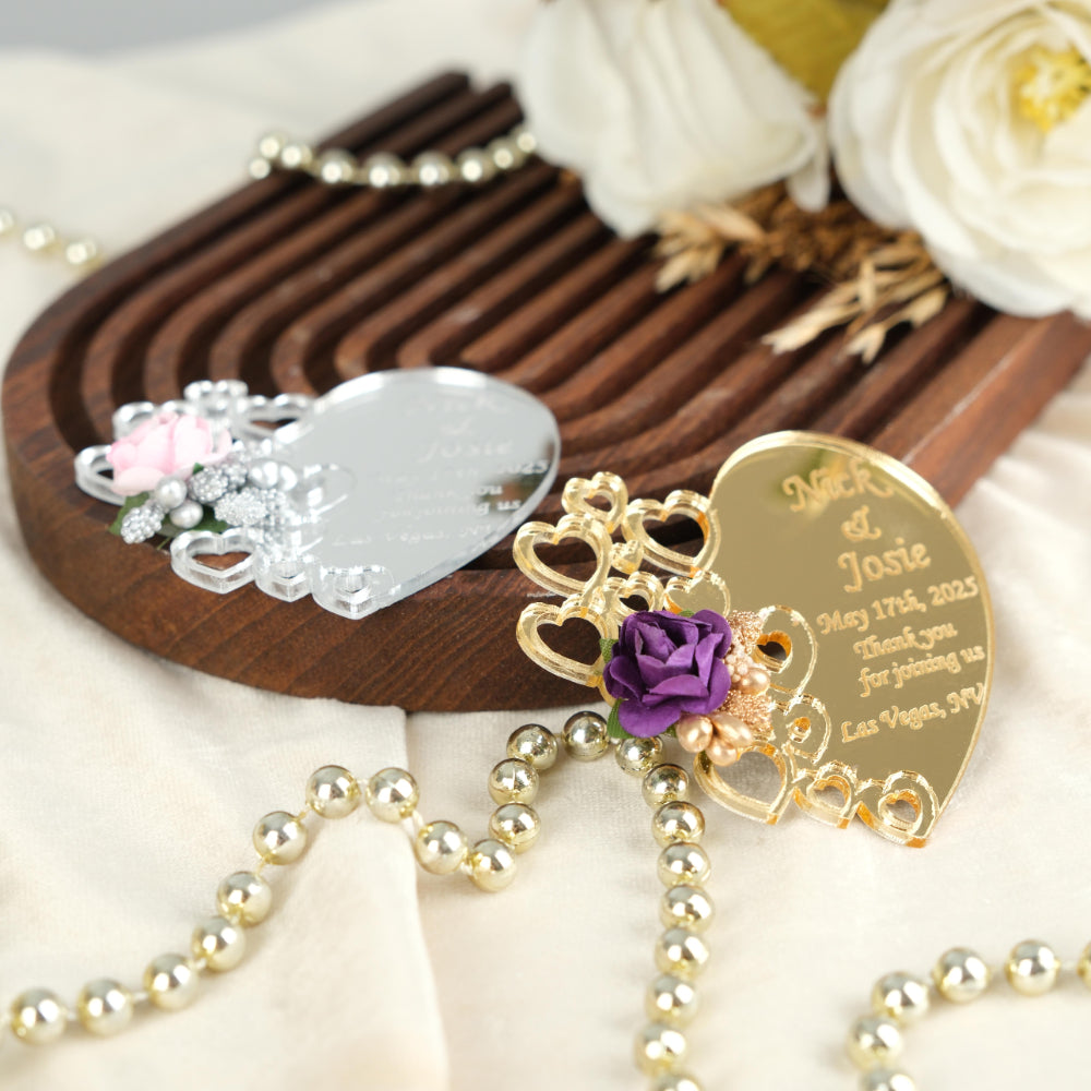 Mirror Heart Wedding Favors Magnet for Guests Bulk - Save the Date Magnet - Wedding Favors and Party Magnets - Pack of 12-1000 - Birthday and Party Magnets