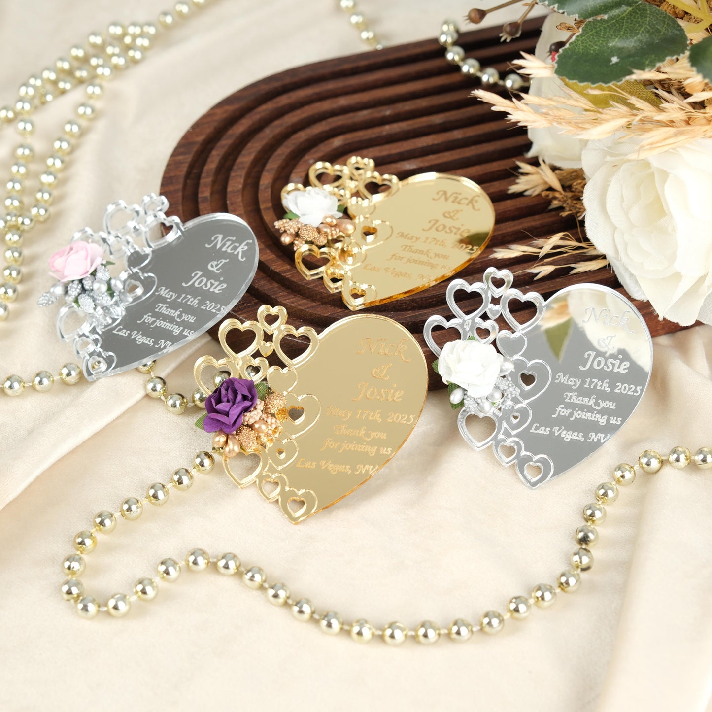 Mirror Heart Wedding Favors Magnet for Guests Bulk - Save the Date Magnet - Wedding Favors and Party Magnets - Pack of 12-1000 - Birthday and Party Magnets