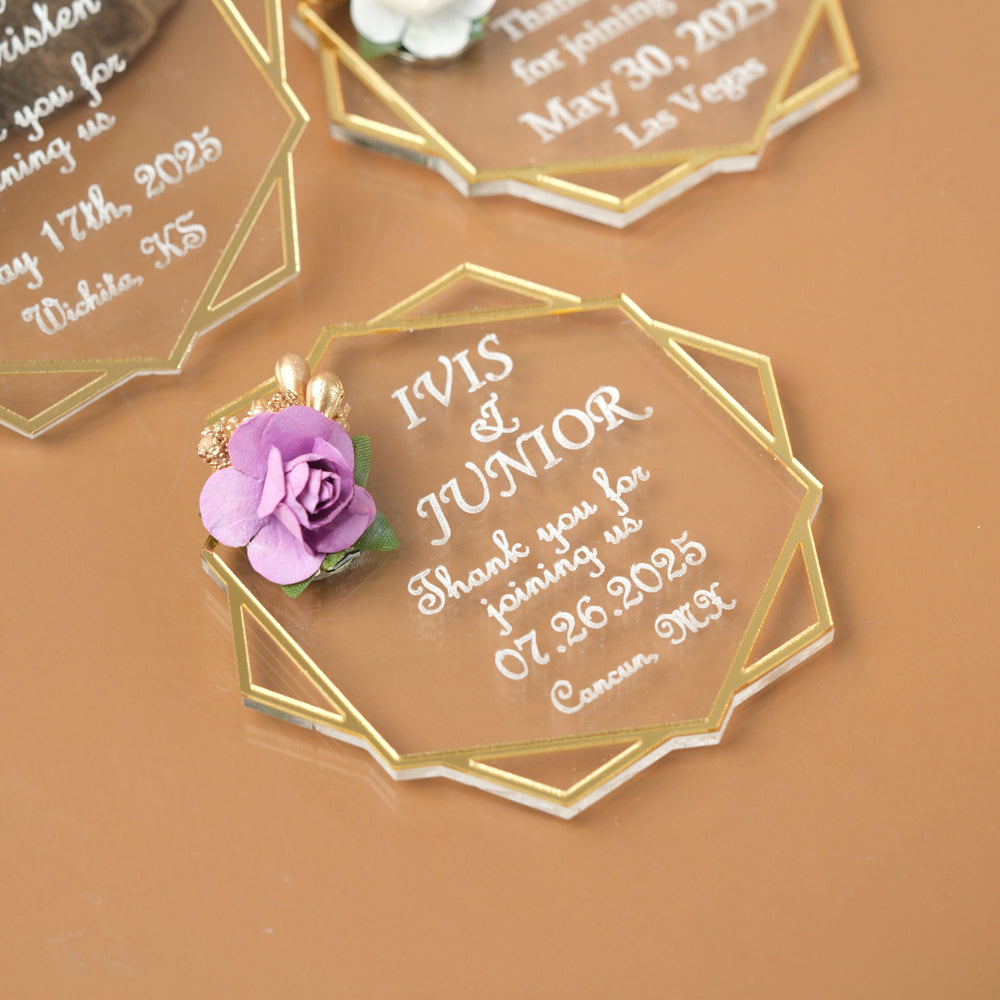 Hexagon Wedding Favors Magnet for Guests Bulk - Save the Date Magnet - Wedding Favors and Party Magnets - Pack of 12-1000 - Birthday and Party Magnets