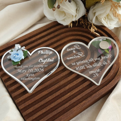 Heart Wedding Favors Magnet for Guests Bulk - Save the Date Magnet - Wedding Favors and Party Magnets - Pack of 12-1000 - Birthday and Party Magnets