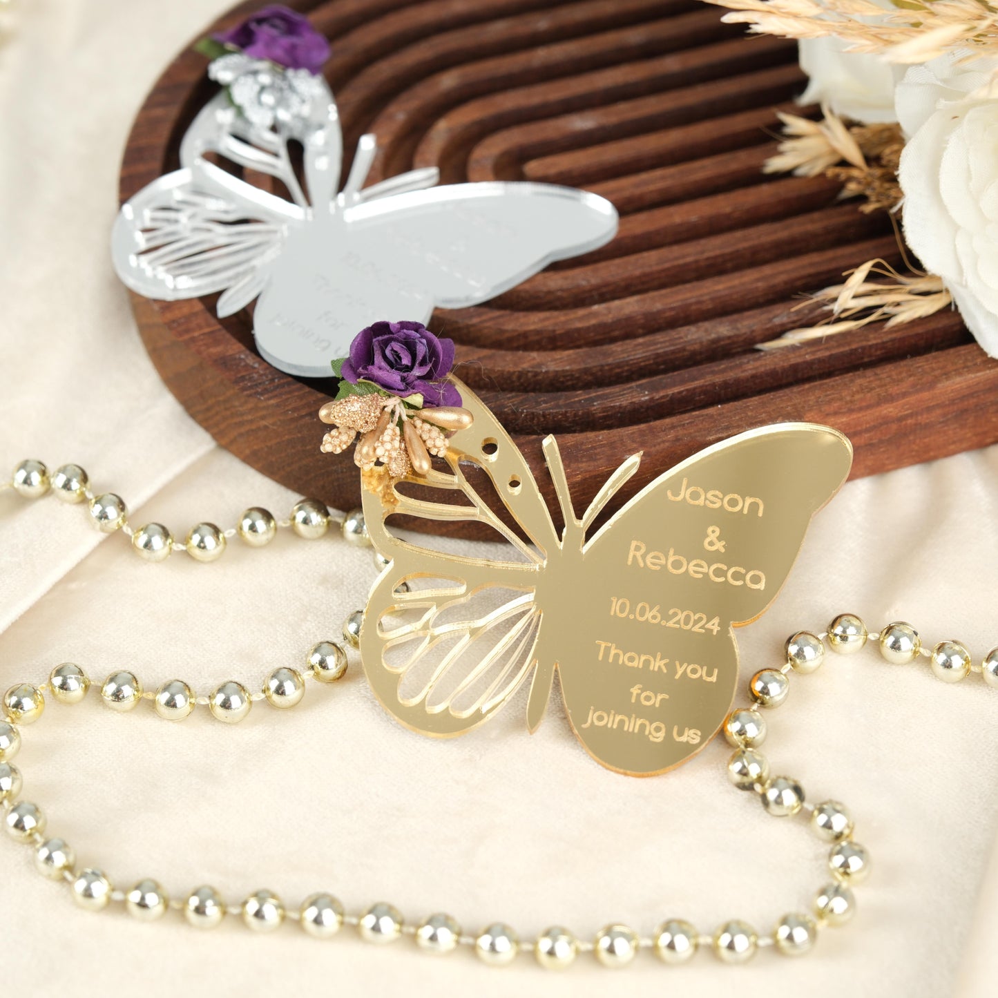 Mirror Butterfly Wedding Favors Magnet for Guests Bulk - Save the Date Magnet - Wedding Favors and Party Magnets - Pack of 12-1000 - Birthday and Party Magnets