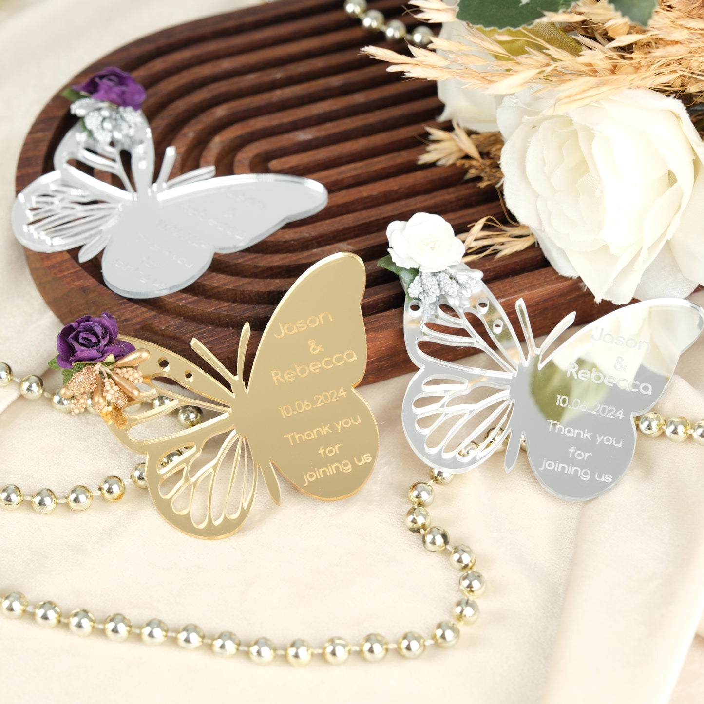 Mirror Butterfly Wedding Favors Magnet for Guests Bulk - Save the Date Magnet - Wedding Favors and Party Magnets - Pack of 12-1000 - Birthday and Party Magnets