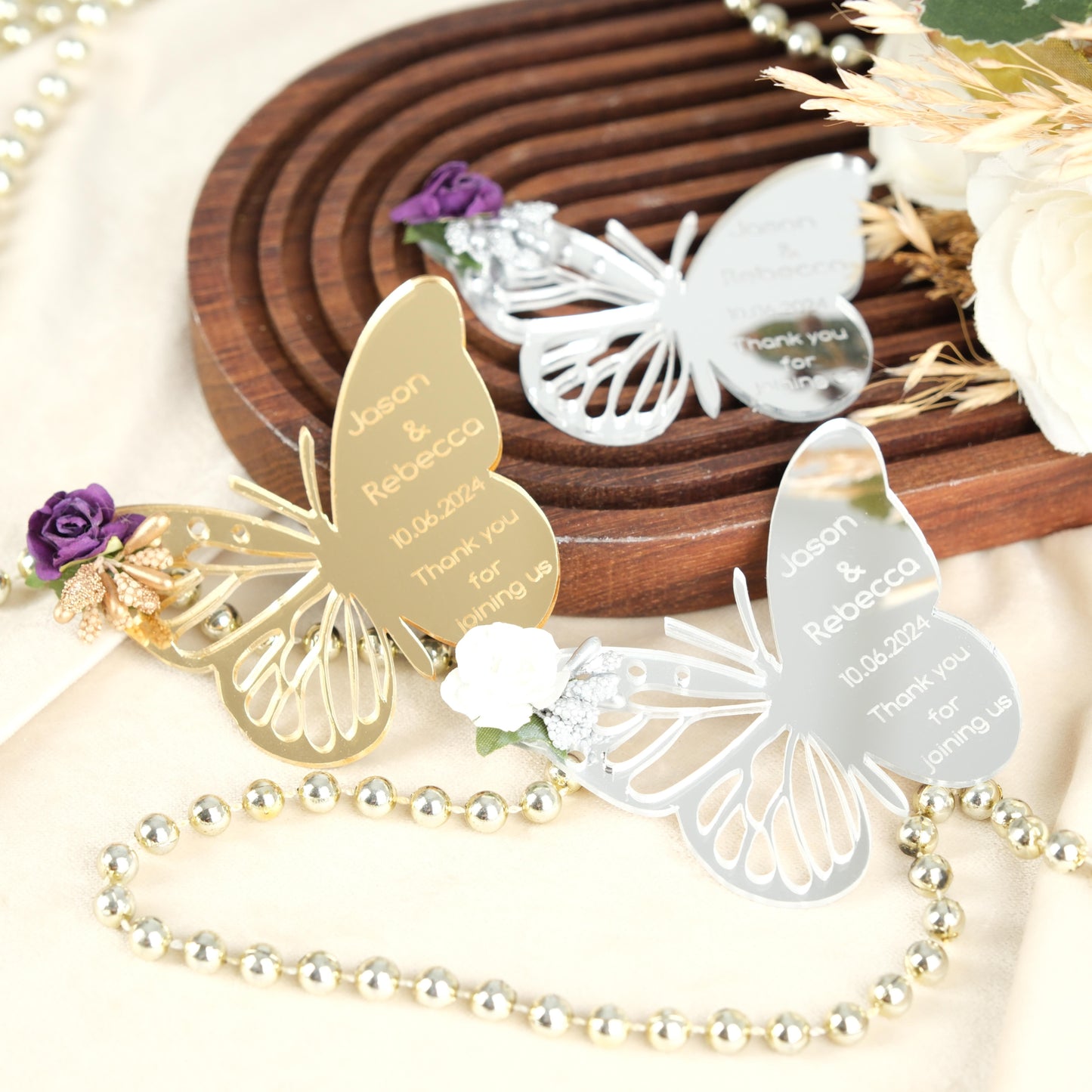 Mirror Butterfly Wedding Favors Magnet for Guests Bulk - Save the Date Magnet - Wedding Favors and Party Magnets - Pack of 12-1000 - Birthday and Party Magnets