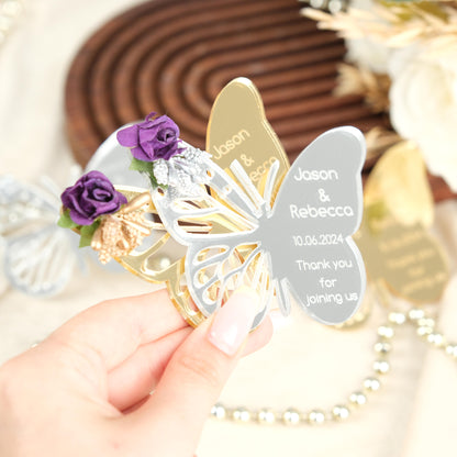 Mirror Butterfly Wedding Favors Magnet for Guests Bulk - Save the Date Magnet - Wedding Favors and Party Magnets - Pack of 12-1000 - Birthday and Party Magnets
