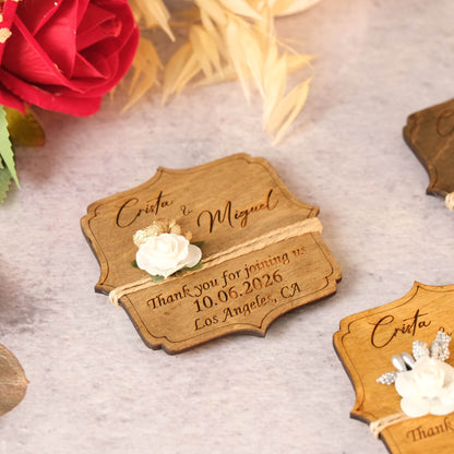 Angular Wooden Wedding Favors Magnet for Guests - Party Favors - Pack of 12-1000