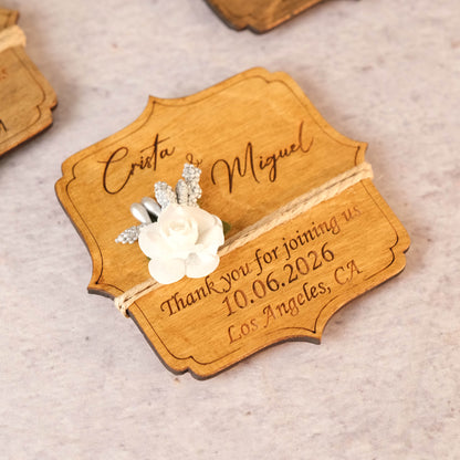 Angular Wooden Wedding Favors Magnet for Guests - Party Favors - Pack of 12-1000
