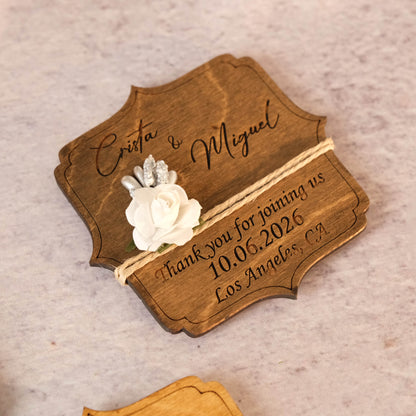 Angular Wooden Wedding Favors Magnet for Guests - Party Favors - Pack of 12-1000