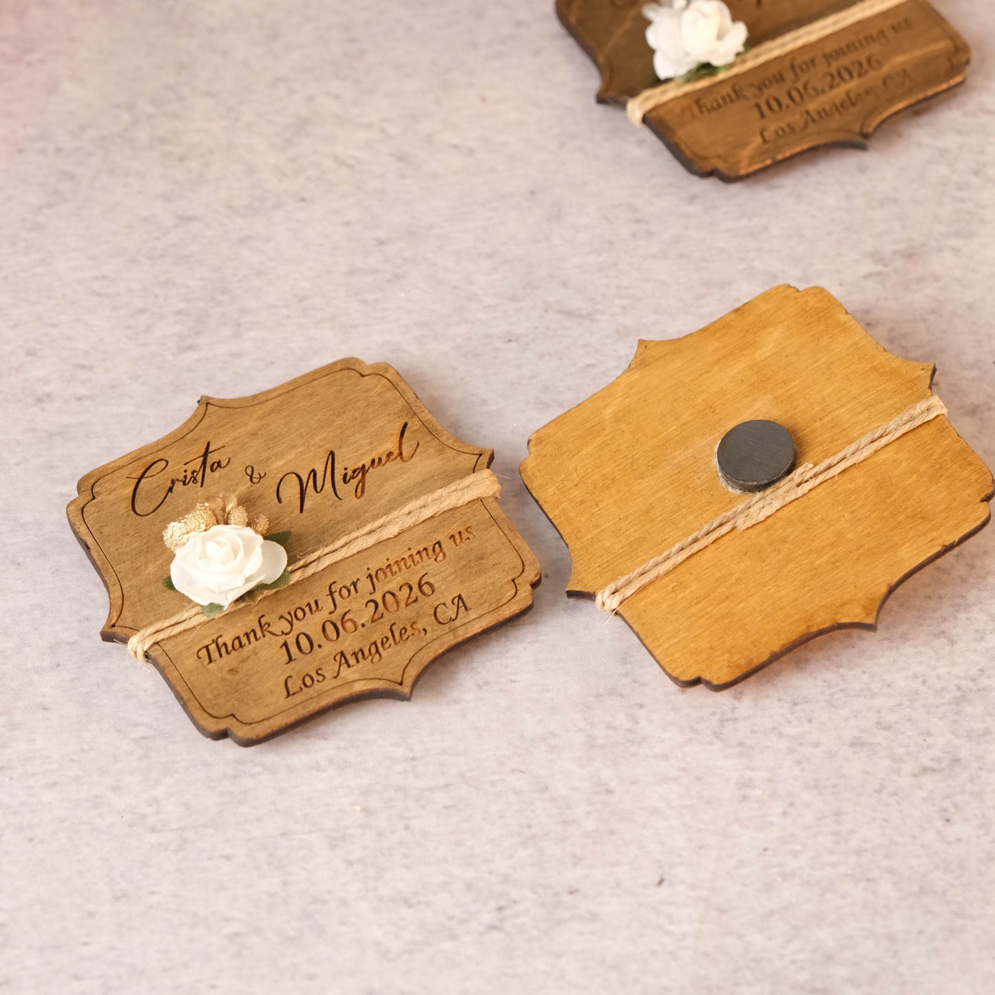 Angular Wooden Wedding Favors Magnet for Guests - Party Favors - Pack of 12-1000