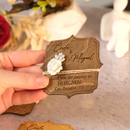 Angular Wooden Wedding Favors Magnet for Guests - Party Favors - Pack of 12-1000