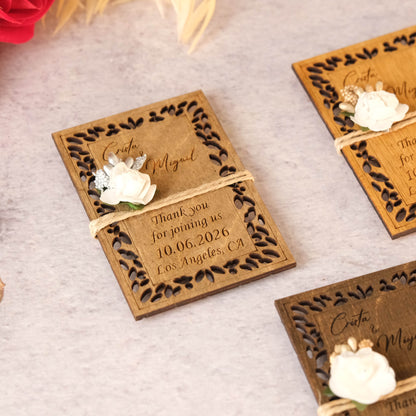 Modern Wooden Wedding Favors Magnet for Guests - Party Favors - Pack of 12-1000