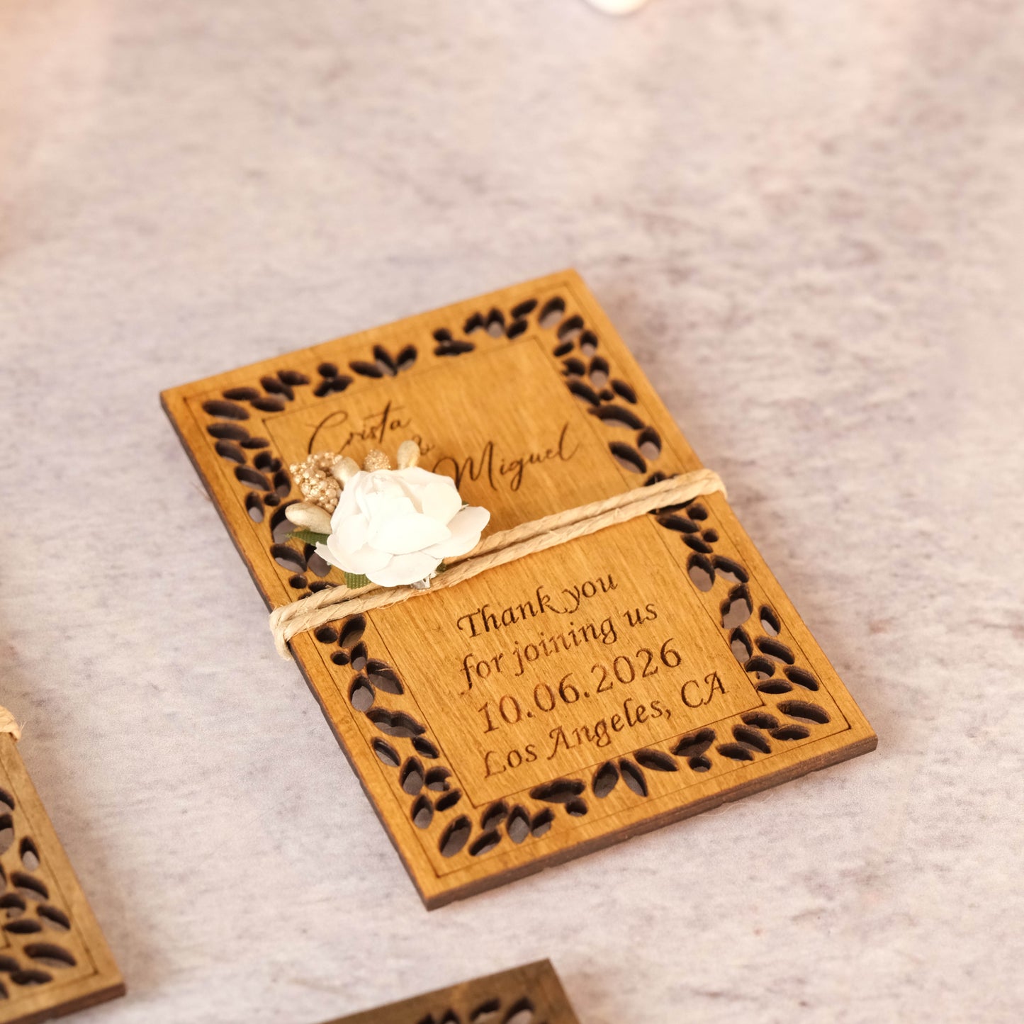 Modern Wooden Wedding Favors Magnet for Guests - Party Favors - Pack of 12-1000