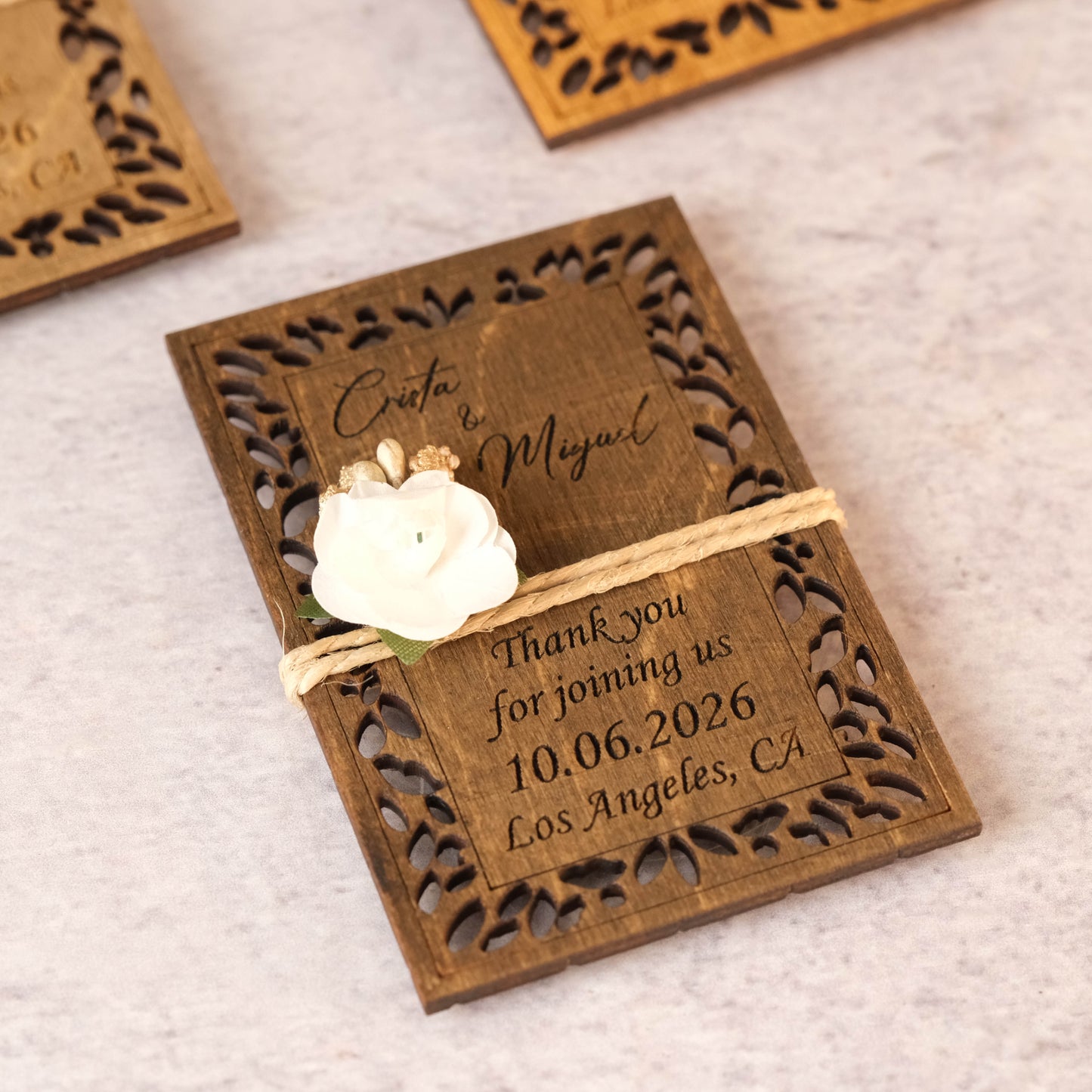 Modern Wooden Wedding Favors Magnet for Guests - Party Favors - Pack of 12-1000