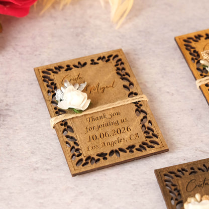 Modern Wooden Wedding Favors Magnet for Guests - Party Favors - Pack of 12-1000