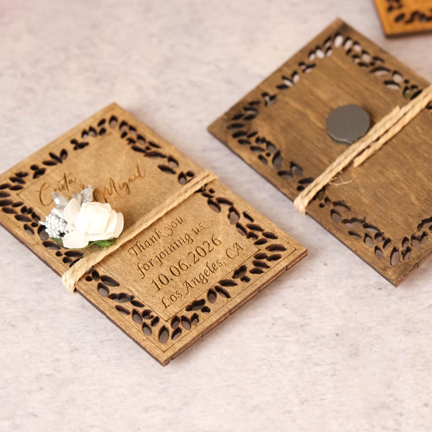 Modern Wooden Wedding Favors Magnet for Guests - Party Favors - Pack of 12-1000