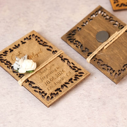 Modern Wooden Wedding Favors Magnet for Guests - Party Favors - Pack of 12-1000