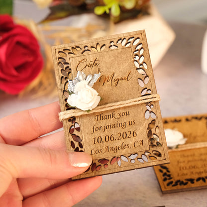 Modern Wooden Wedding Favors Magnet for Guests - Party Favors - Pack of 12-1000