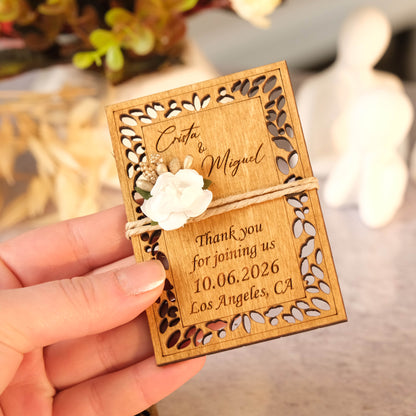 Modern Wooden Wedding Favors Magnet for Guests - Party Favors - Pack of 12-1000