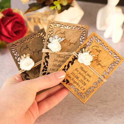 Modern Wooden Wedding Favors Magnet for Guests - Party Favors - Pack of 12-1000