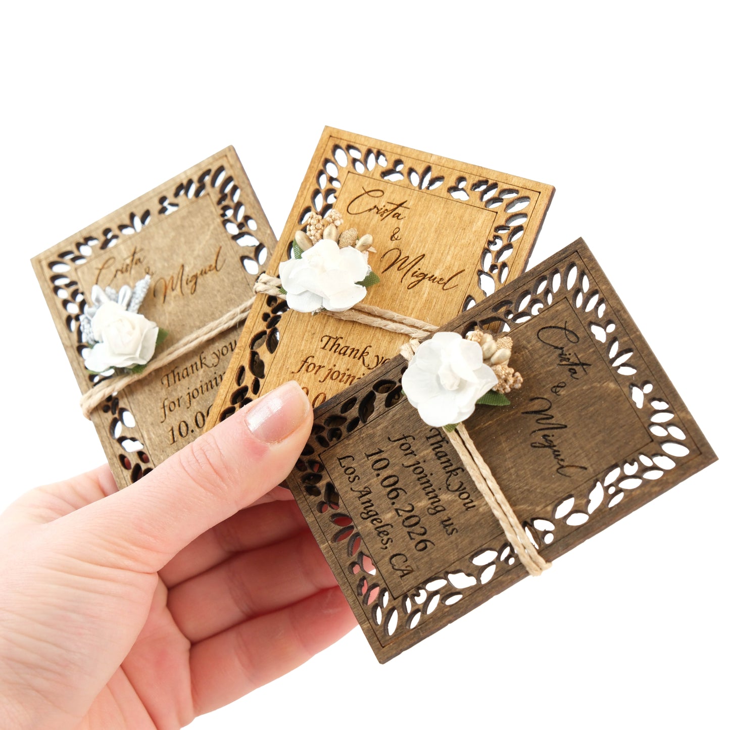 Modern Wooden Wedding Favors Magnet for Guests - Party Favors - Pack of 12-1000
