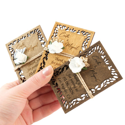 Modern Wooden Wedding Favors Magnet for Guests - Party Favors - Pack of 12-1000