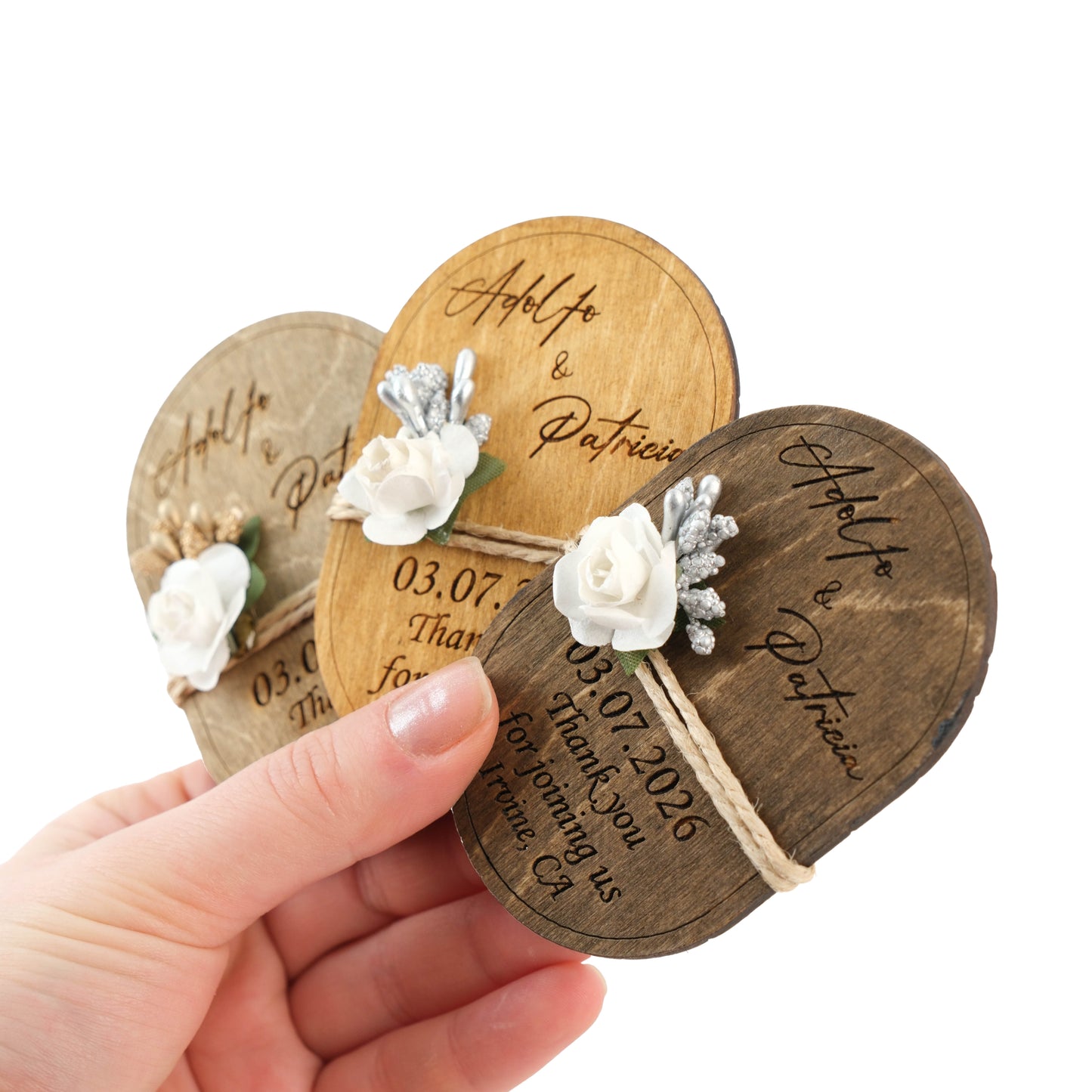 Oval Wooden Wedding Favors Magnet for Guests - Party Favors - Pack of 12-1000