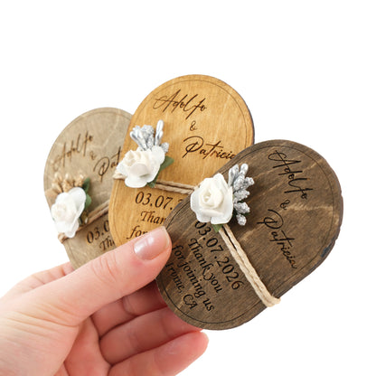 Oval Wooden Wedding Favors Magnet for Guests - Party Favors - Pack of 12-1000