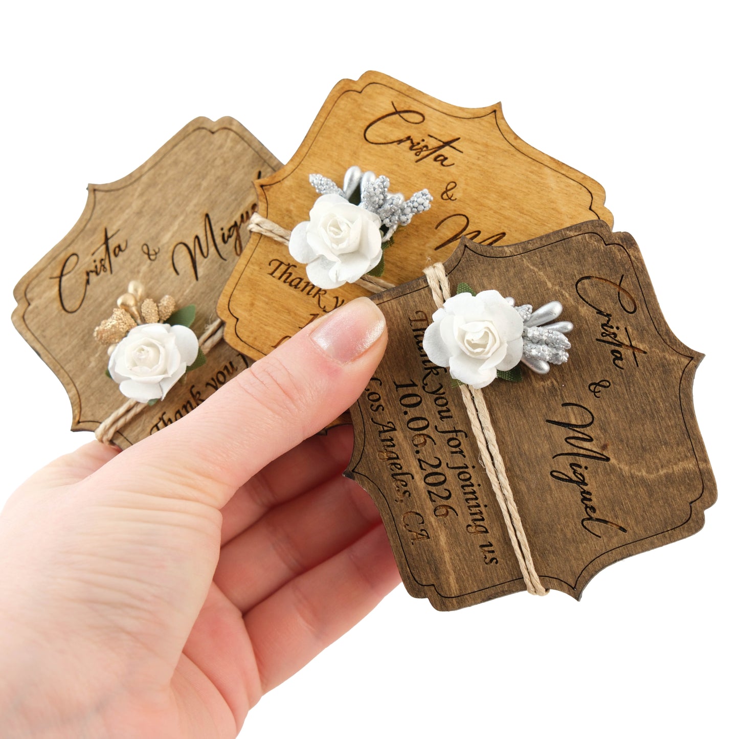 Angular Wooden Wedding Favors Magnet for Guests - Party Favors - Pack of 12-1000
