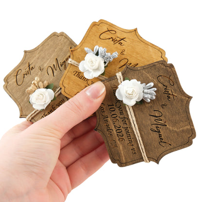 Angular Wooden Wedding Favors Magnet for Guests - Party Favors - Pack of 12-1000