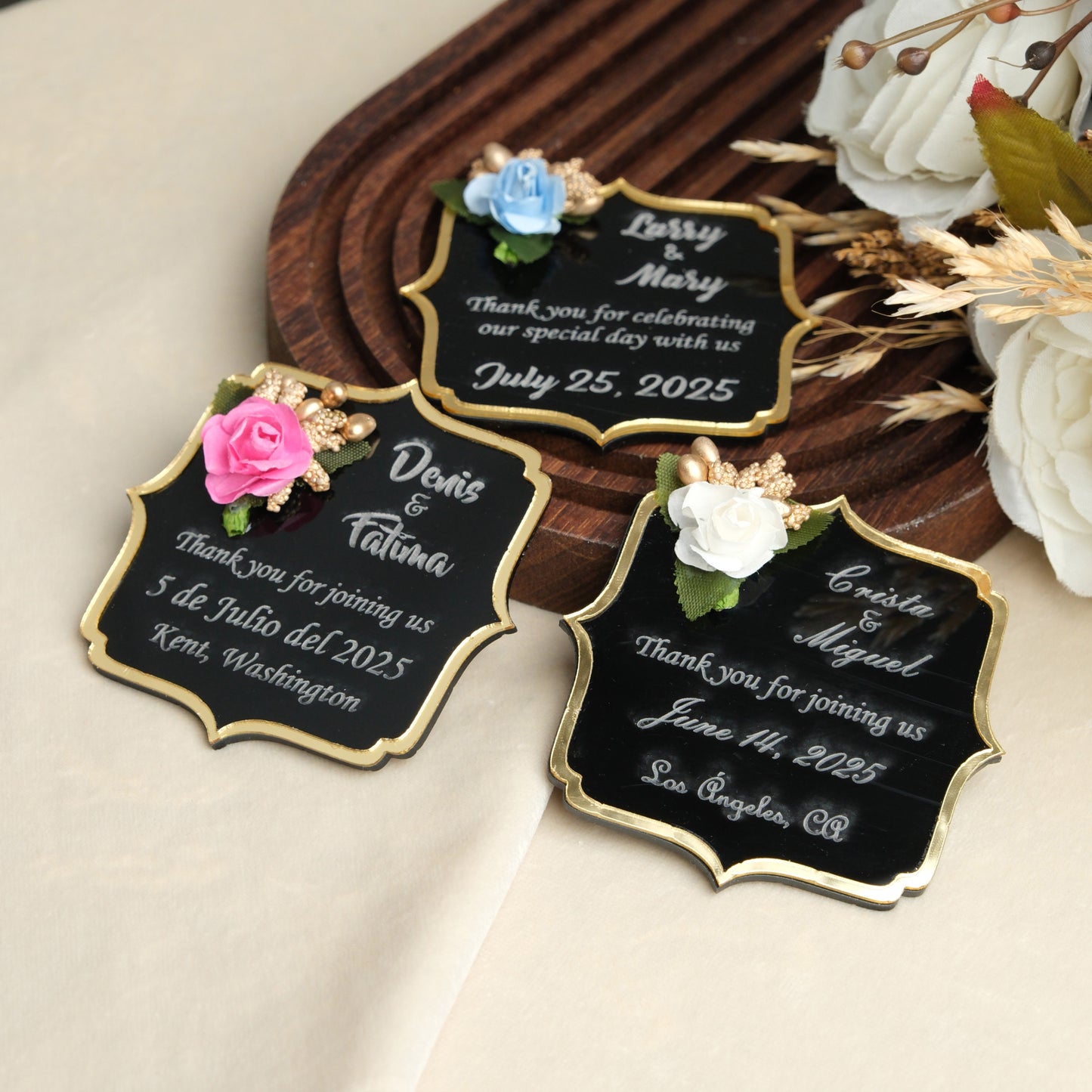 Black Angular Wedding Favors Magnet for Guests Bulk - Save the Date Magnet - Wedding Favors and Party Magnets - Pack of 12-1000 - Birthday and Party Magnets