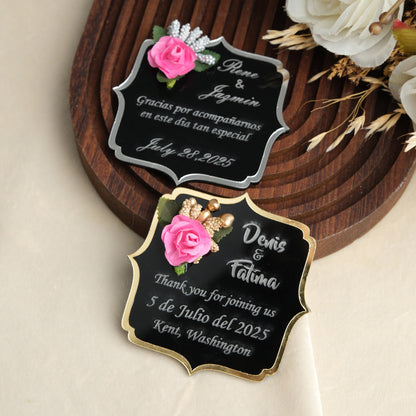 Black Angular Wedding Favors Magnet for Guests Bulk - Save the Date Magnet - Wedding Favors and Party Magnets - Pack of 12-1000 - Birthday and Party Magnets