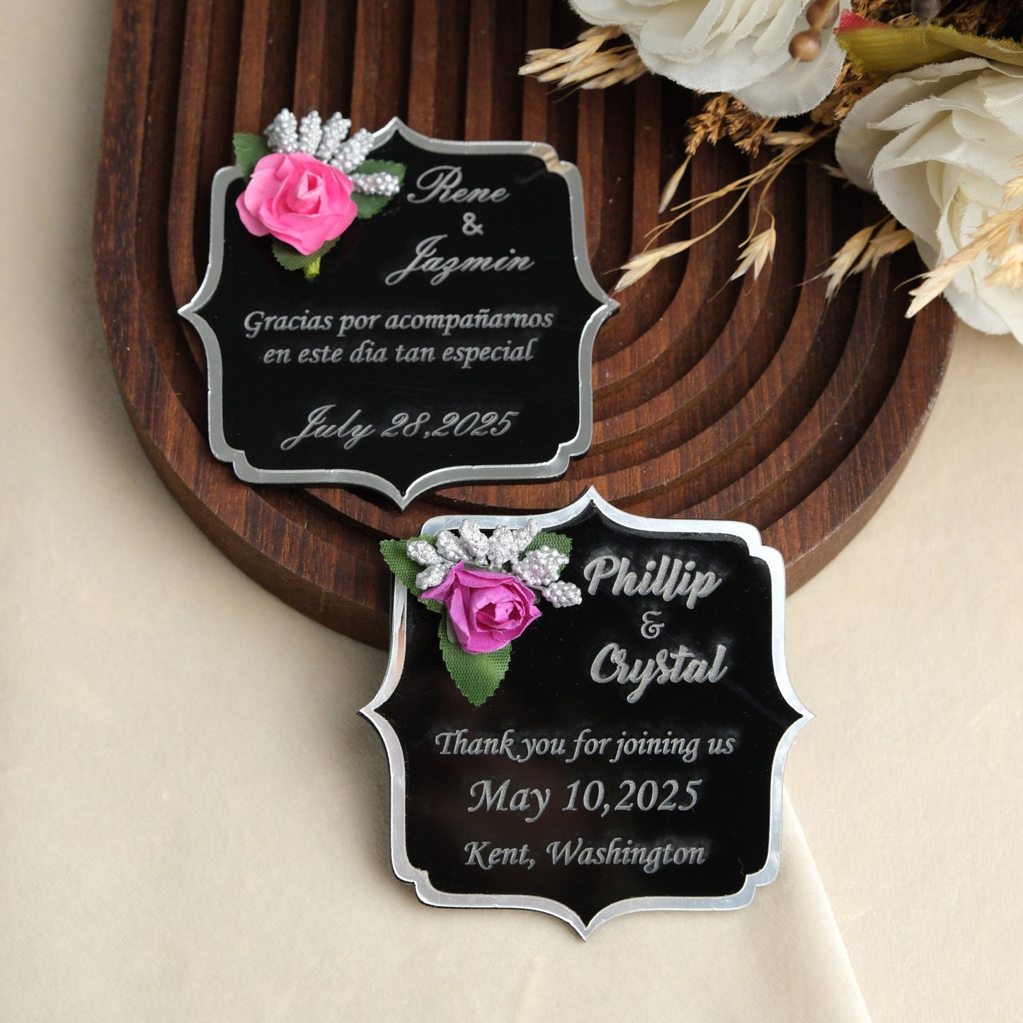 Black Angular Wedding Favors Magnet for Guests Bulk - Save the Date Magnet - Wedding Favors and Party Magnets - Pack of 12-1000 - Birthday and Party Magnets