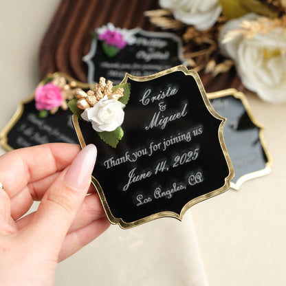 Black Angular Wedding Favors Magnet for Guests Bulk - Save the Date Magnet - Wedding Favors and Party Magnets - Pack of 12-1000 - Birthday and Party Magnets