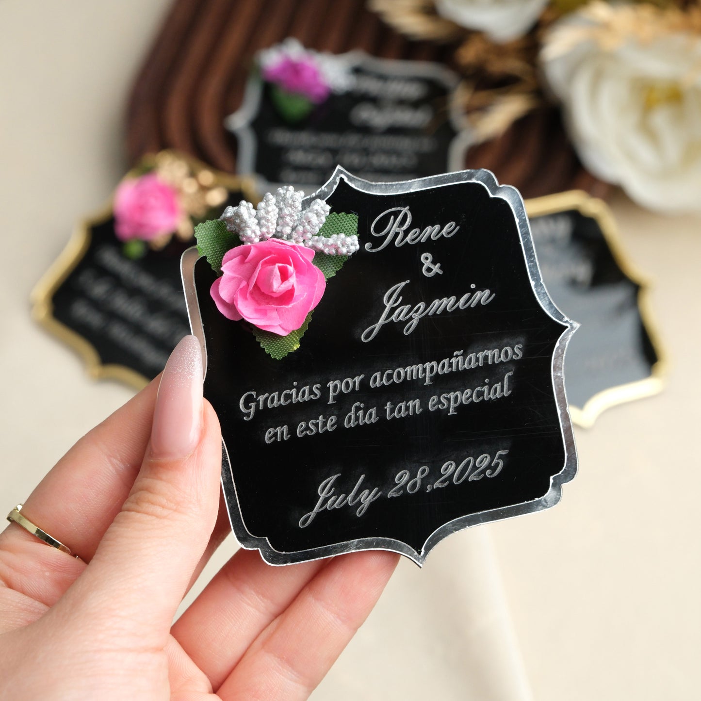 Black Angular Wedding Favors Magnet for Guests Bulk - Save the Date Magnet - Wedding Favors and Party Magnets - Pack of 12-1000 - Birthday and Party Magnets