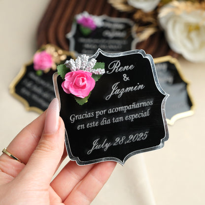 Black Angular Wedding Favors Magnet for Guests Bulk - Save the Date Magnet - Wedding Favors and Party Magnets - Pack of 12-1000 - Birthday and Party Magnets