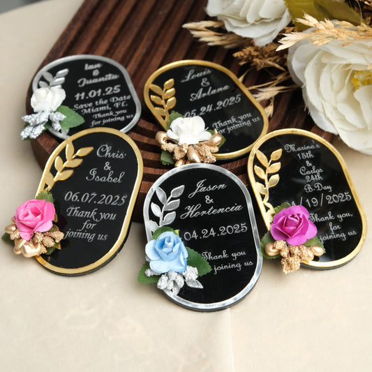 Black Oval Wedding Favors Magnet for Guests Bulk - Save the Date Magnet - Wedding Favors and Party Magnets - Pack of 12-1000 - Birthday and Party Magnets