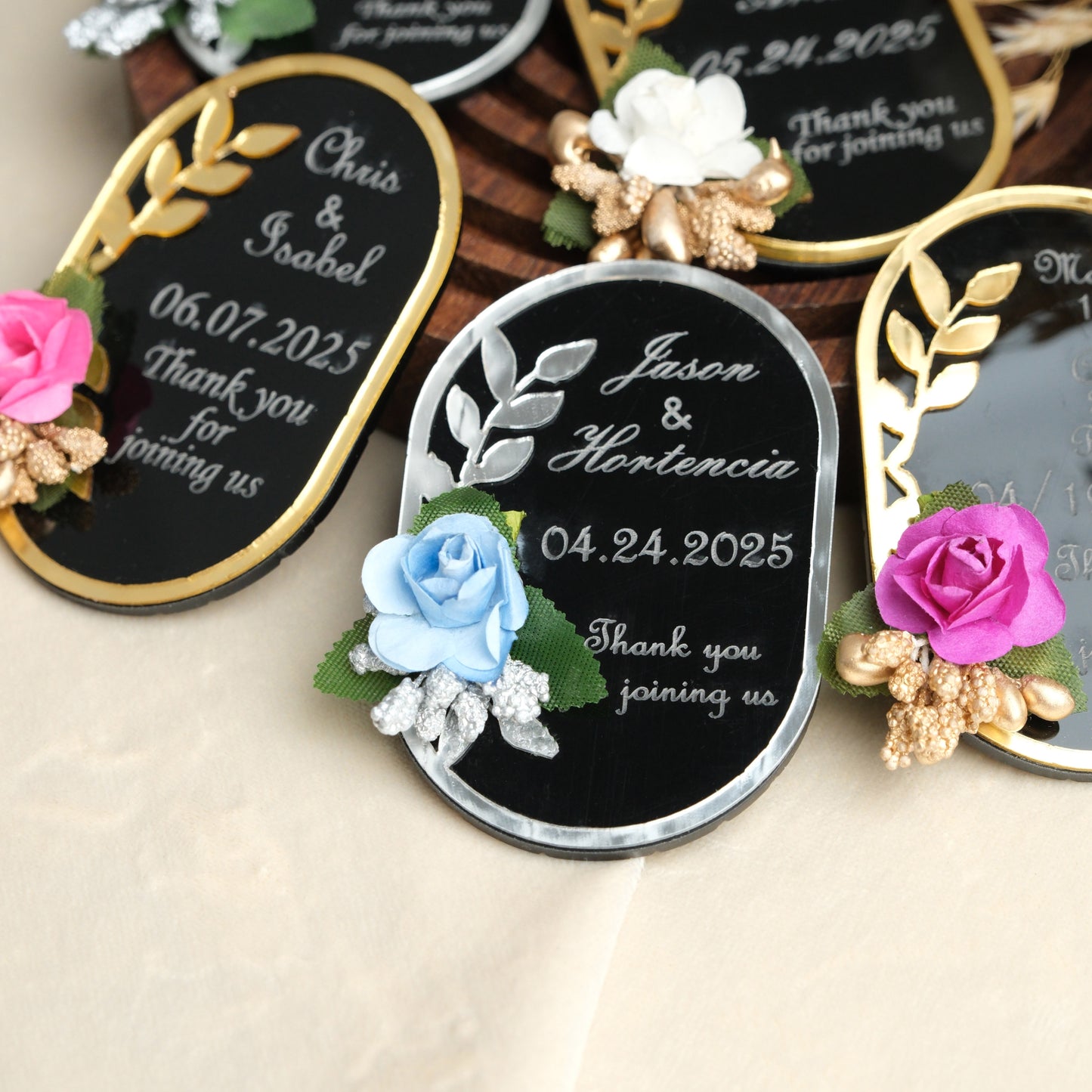 Black Oval Wedding Favors Magnet for Guests Bulk - Save the Date Magnet - Wedding Favors and Party Magnets - Pack of 12-1000 - Birthday and Party Magnets