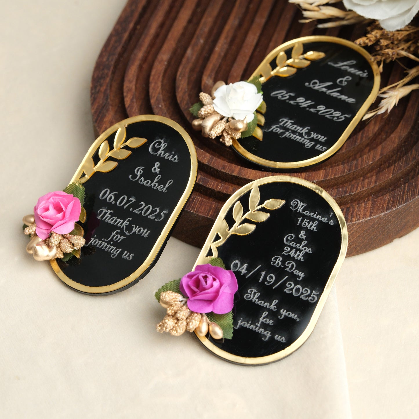 Black Oval Wedding Favors Magnet for Guests Bulk - Save the Date Magnet - Wedding Favors and Party Magnets - Pack of 12-1000 - Birthday and Party Magnets