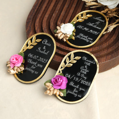 Black Oval Wedding Favors Magnet for Guests Bulk - Save the Date Magnet - Wedding Favors and Party Magnets - Pack of 12-1000 - Birthday and Party Magnets