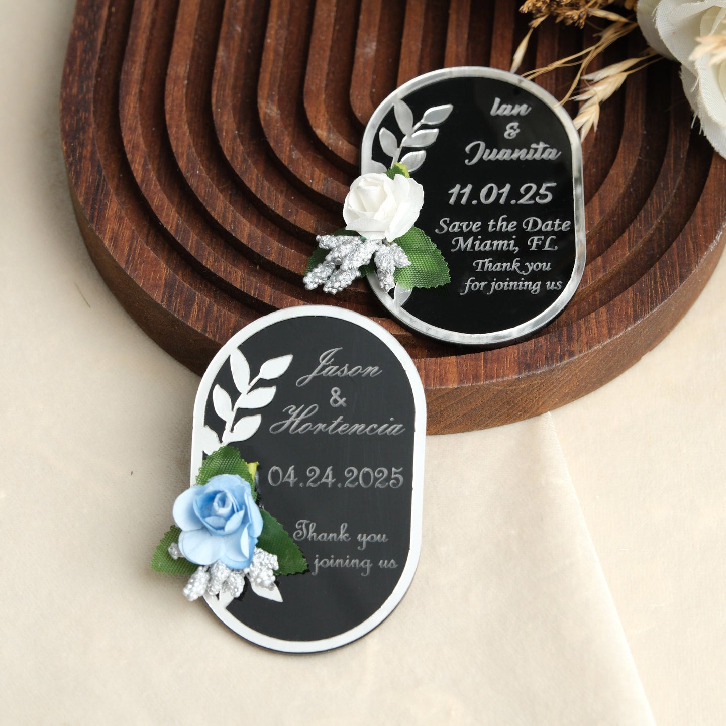 Black Oval Wedding Favors Magnet for Guests Bulk - Save the Date Magnet - Wedding Favors and Party Magnets - Pack of 12-1000 - Birthday and Party Magnets