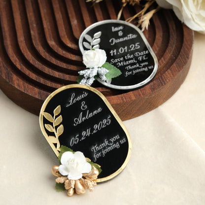Black Oval Wedding Favors Magnet for Guests Bulk - Save the Date Magnet - Wedding Favors and Party Magnets - Pack of 12-1000 - Birthday and Party Magnets