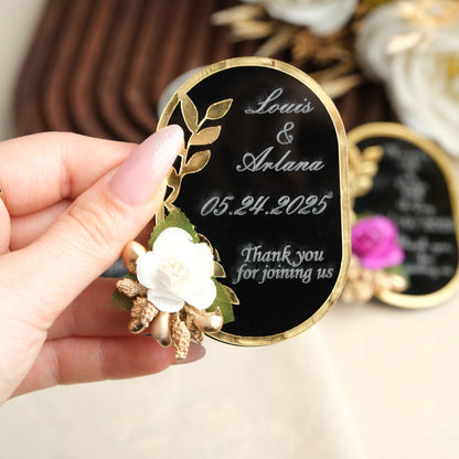 Black Oval Wedding Favors Magnet for Guests Bulk - Save the Date Magnet - Wedding Favors and Party Magnets - Pack of 12-1000 - Birthday and Party Magnets