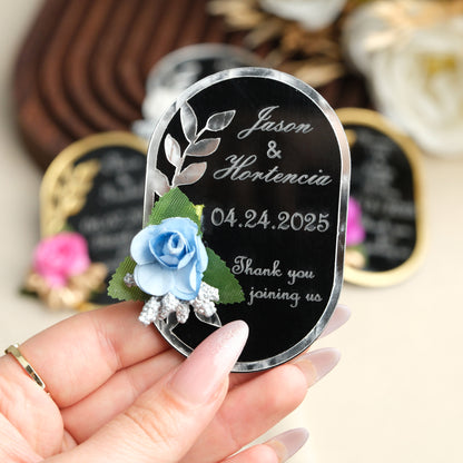 Black Oval Wedding Favors Magnet for Guests Bulk - Save the Date Magnet - Wedding Favors and Party Magnets - Pack of 12-1000 - Birthday and Party Magnets