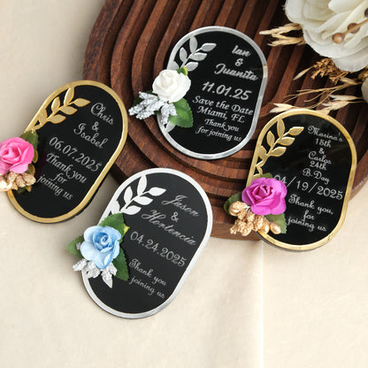 Black Oval Wedding Favors Magnet for Guests Bulk - Save the Date Magnet - Wedding Favors and Party Magnets - Pack of 12-1000 - Birthday and Party Magnets